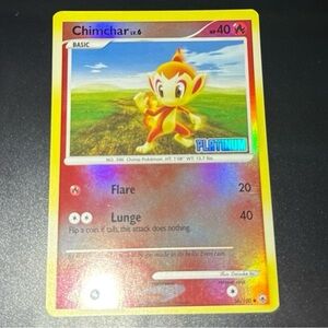 Chimchar 56/130 Common Burger King Promo Platinum Stamped- 2007 reverse HoloFoil